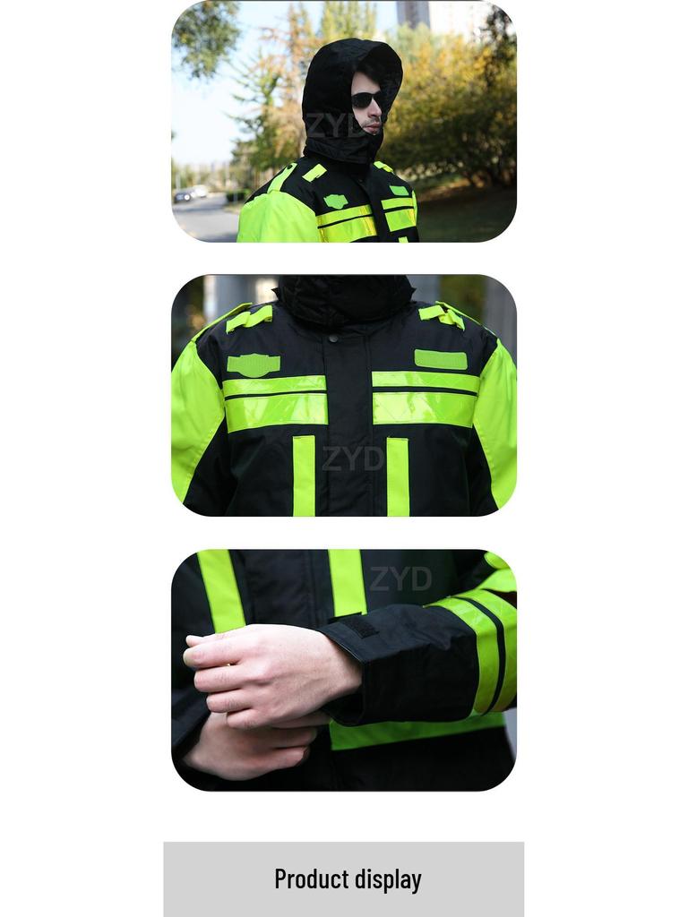 Reflective Raincoat Set for Traffic Duty and Flood Control - Men's Sanitation Labor Protection