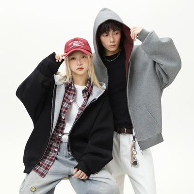 Vintage American Style Hooded Cardigan Sweatshirt For Men Women Casual Autumn
