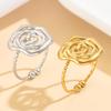 Women's Fairy Style Rose Stainless Steel Hollow Flower Ring Jewelry