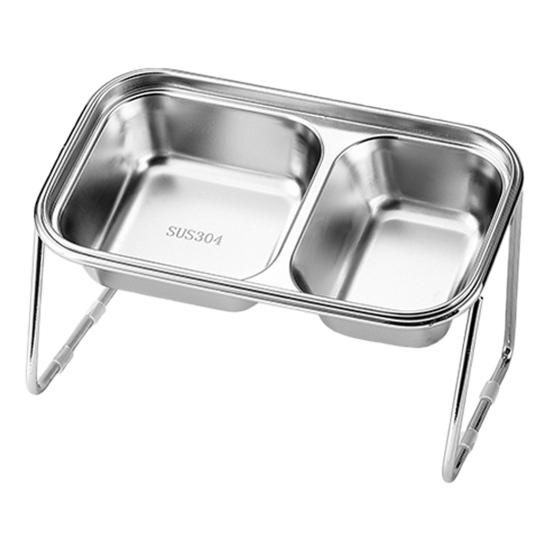 Stainless Steel Elevated Pet Bowl Non-Slip Dog Food Water Bowl with Removable Bracket 15-Degree Tilt Pet Dish