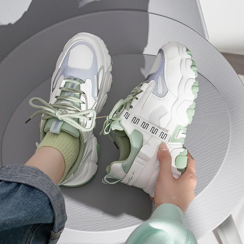 

New dad shoes women s Korean version of sports shoes candy color lace-up casual street style Internet celebrity women s shoes platform running shoes 35