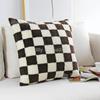 1 pièce 45*45cm 50*50cm Housse de Coussin Peluche à Carreaux Tissée Housse de Coussin Jeté pour Voiture Canapé Housse de Coussin en Velours Court Coussin