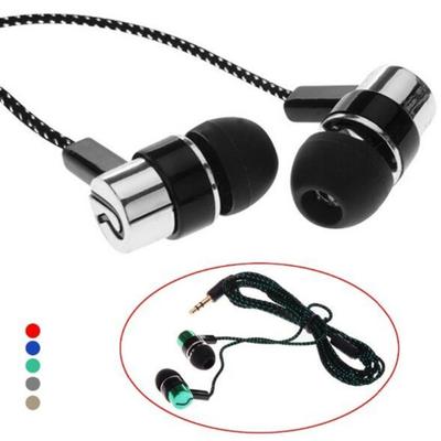 Portable Universal 3.5mm Bass In-Ear Wired Braided Heavy Earphone for Phone