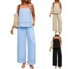 Europäischer Stil Sommer Einfarbige Spaghettiträger Locker Sitzende Weite Hosen Set