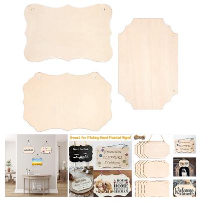 2PCS Unfinished Wood Crafts Blanks Rectangle-Shaped Wood Ornaments Plaques Wood Sign For DIY Hanging Decorations