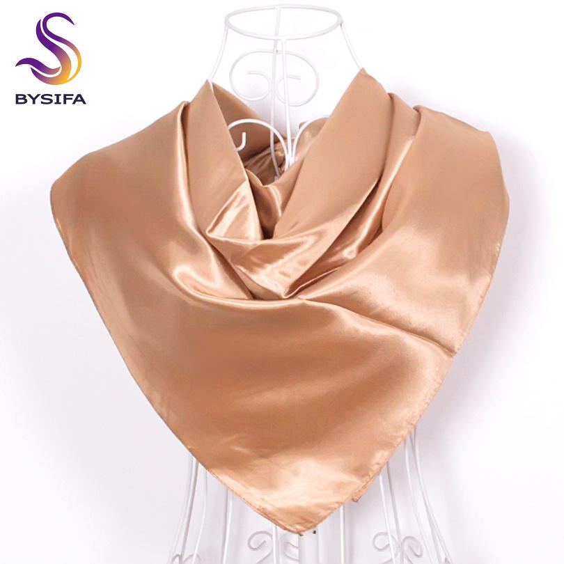 BYSIFA Ladies Plain Silk Scarves Trendy Fashion Accessories Spring Autumn Women Decorative Head Scarves New Purple Pink Scarves