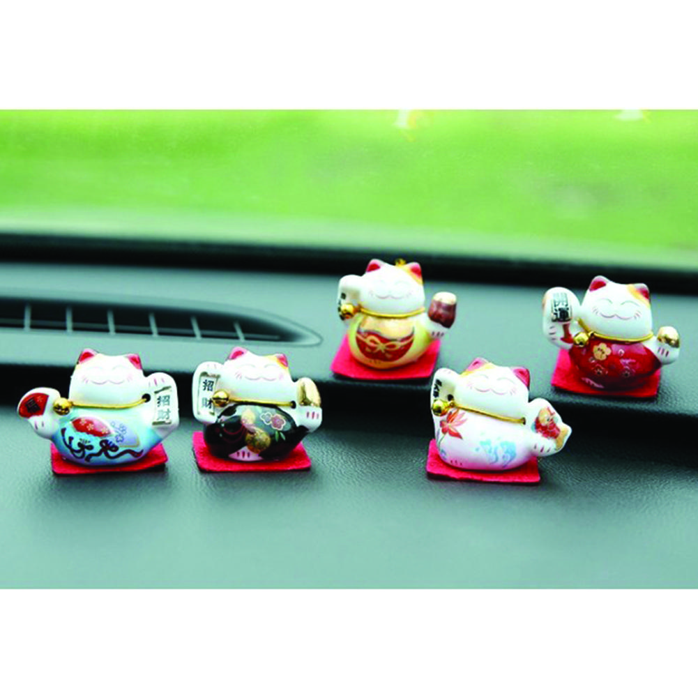 5pcs/set Car Ornaments Cute Smiling Lucky Cat Auto Interior Ornaments