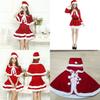 Christmas Santa Claus Adult Female Red Pleuche Dress Suit