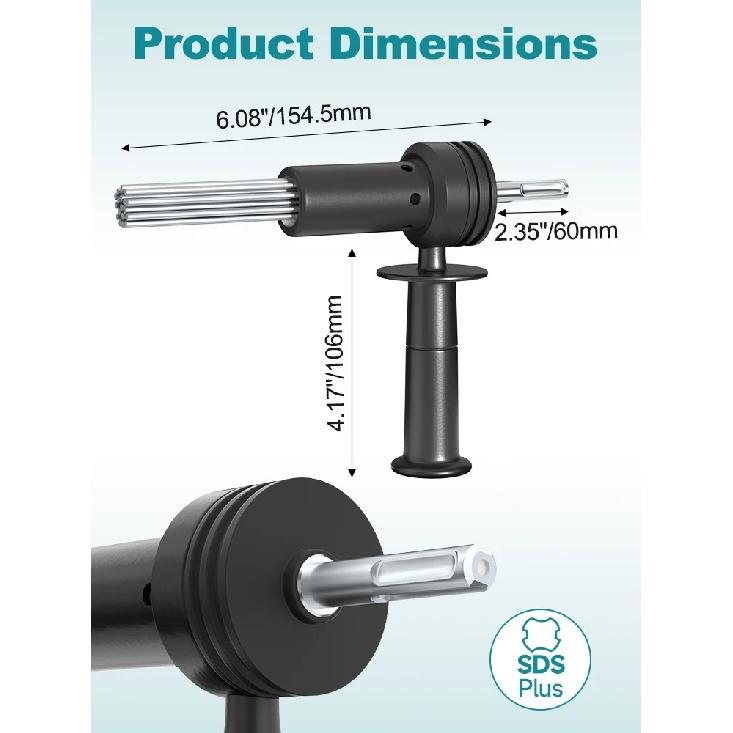 SDS Plus Deburring Tool, Needle Deslagger with Detachable Handle – Efficient Rust Removal and Edge Finishing Tool Kit