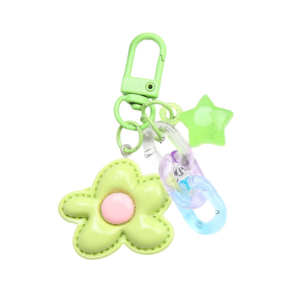 Shiny Five Petal Flower Star Keychain Candy Color Alloy Bag Charm Accessory Decoration For Women Girls Lady