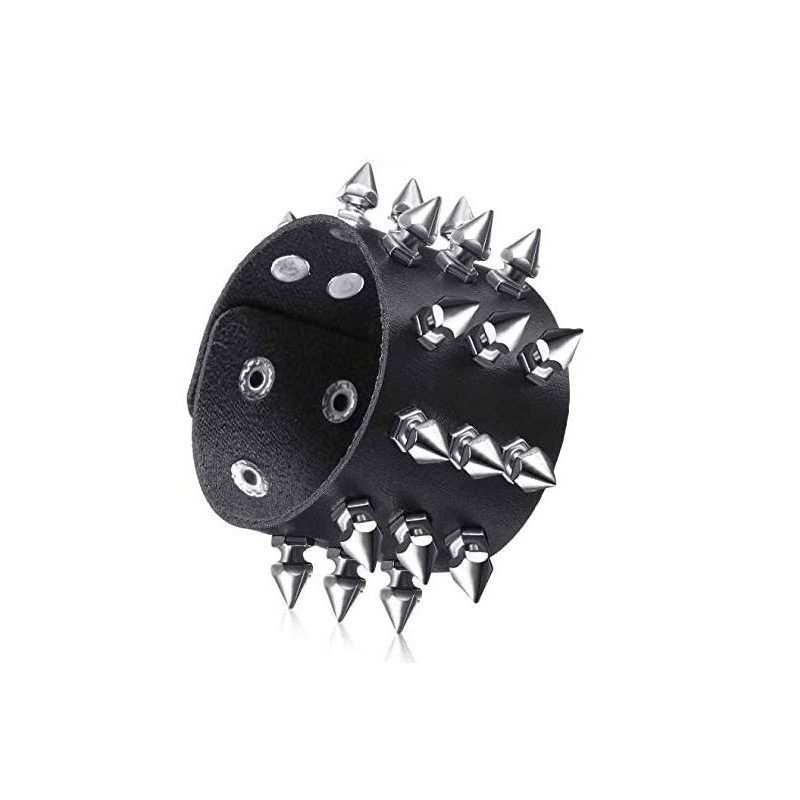 Fashion Fashion Punk Street Shooting Nightclub Square Rivet Spike Bracelet Ins Couple Leather Bracelet Bracelet