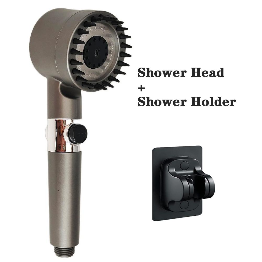 3 Modes High Pressure Shower Head Filter Massage Spa Pressurized Shower Set with Hose Rainfall Spray Nozzle Bathroom Accessories