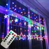 LED Pentagram Curtain Light Indoor Room Decorative Light Wedding Birthday Remote Control Curtain Lamp String with Tail