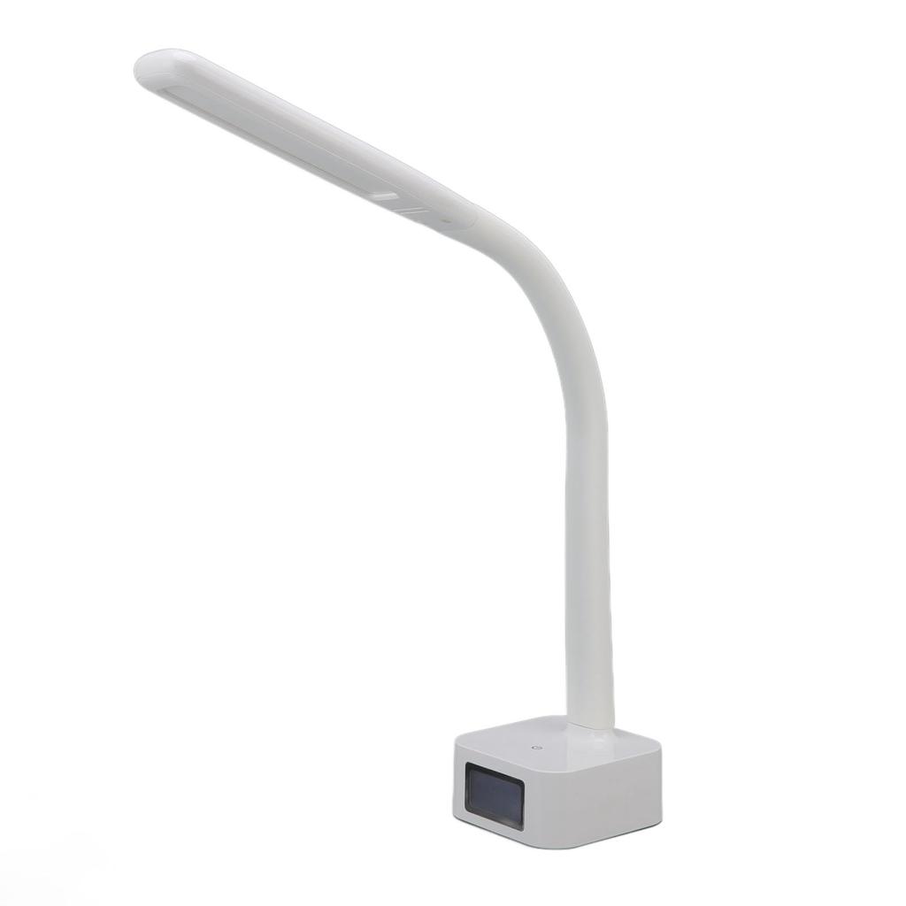 LED Schreibtischlampe 3 Stufen Dimmung Augenschutz Weicher Silikonarm LED Anzeige Wecker Schreibtischlampe
