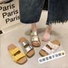 Silver burst pattern platform slippers cork buckle fashion shoes cool slippers summer wear beach shoes