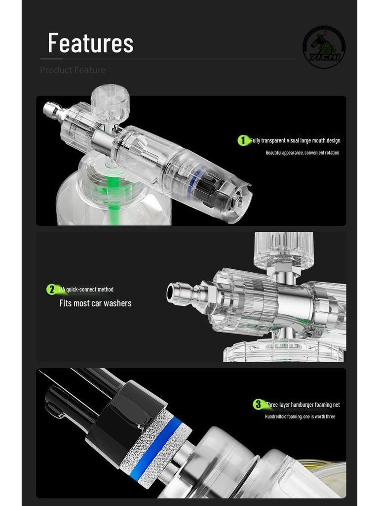 High-Pressure Car Wash Foam Spray Pot - Detachable & Replaceable Water Gun Core