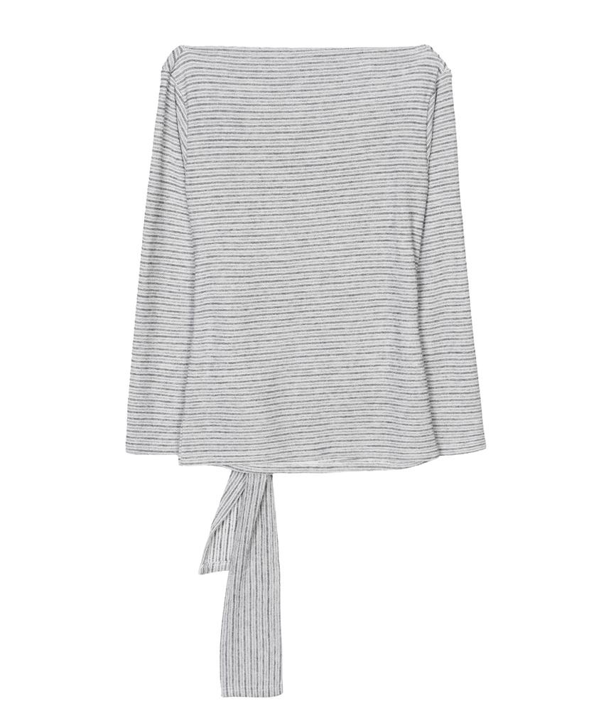 Nigaennikol Drape Wrap Long Sleeve Top_Gray