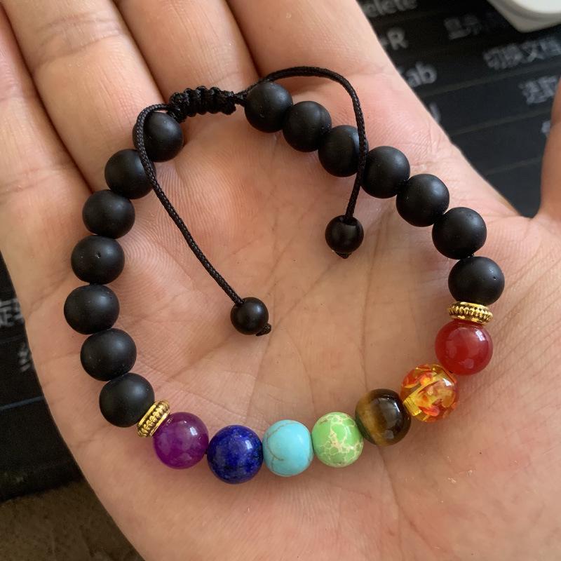 Multicolor Alloy & Volcanic Stone Yoga Bracelet with Turquoise & Tiger Eye Beads