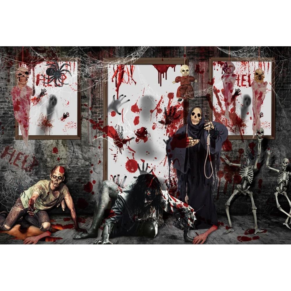 Tapiz de decoración de Halloween, casa embrujada, noche de terror, tumba aterradora, fantasma, calavera, bruja, castillo, fondo, tela, decoración de fiesta