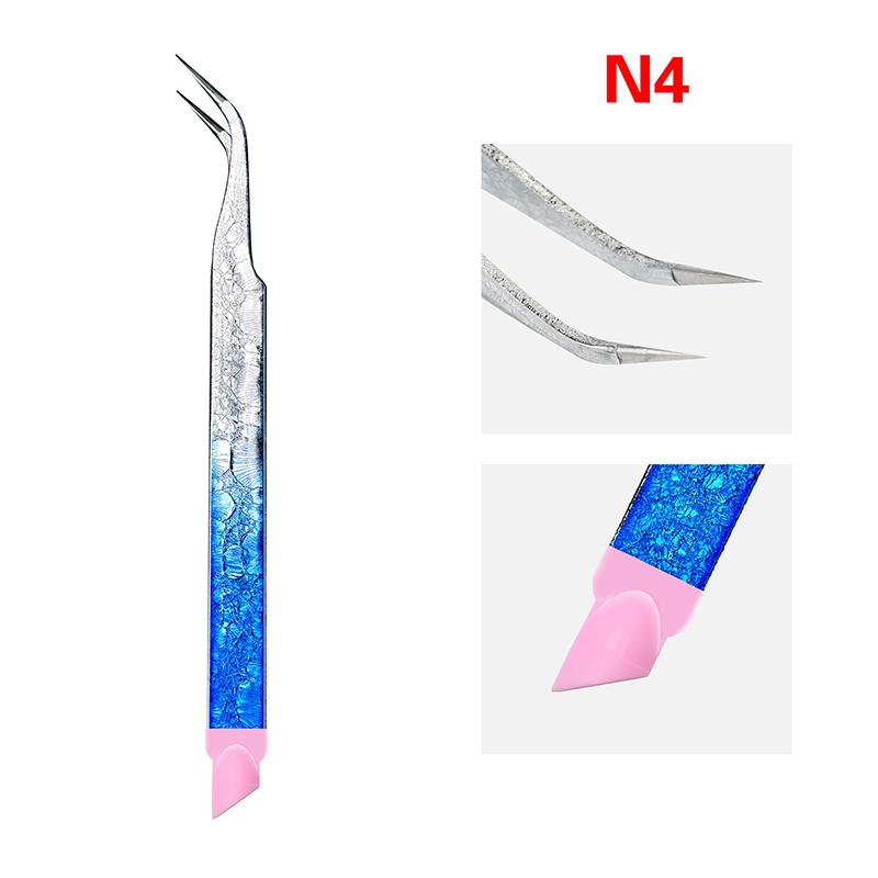 

Double-Ended Eyelashes Extension Tweezers Makeup Tools Nail Art Tweezers With Silicone Pressing Head Nail Stickers Pick Up Clip as the picture