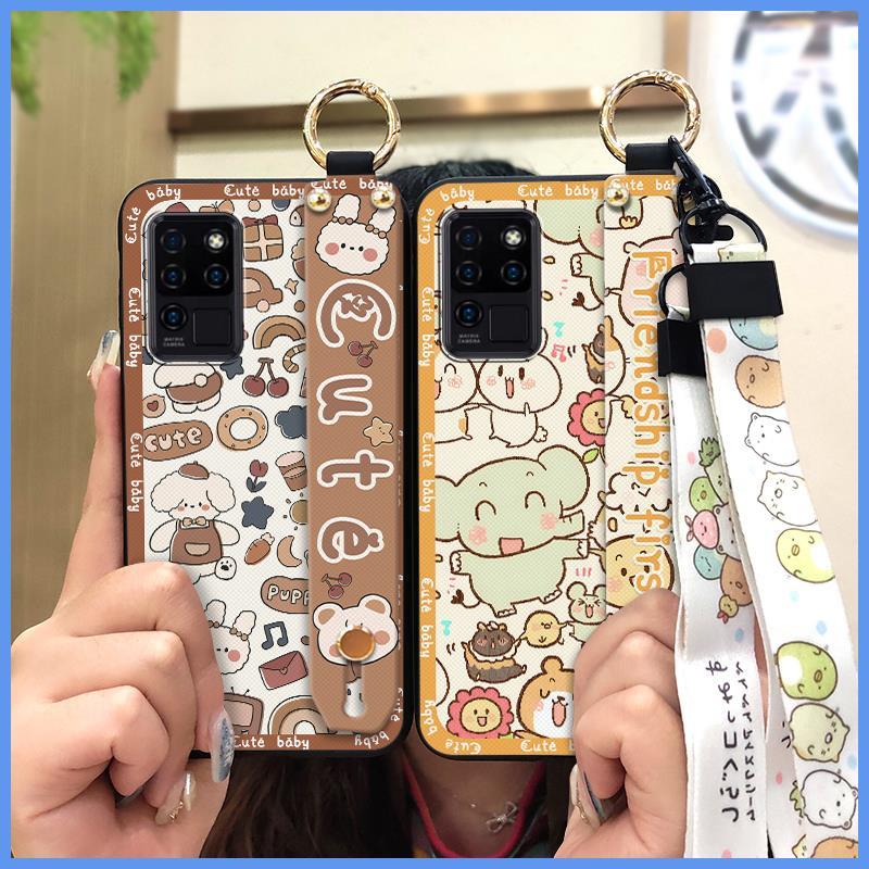 Kickstand Dirt-resistant Phone Case For Oukitel C21 Fashion Design Anti-knock Wrist Strap Back Cover Cute Waterproof