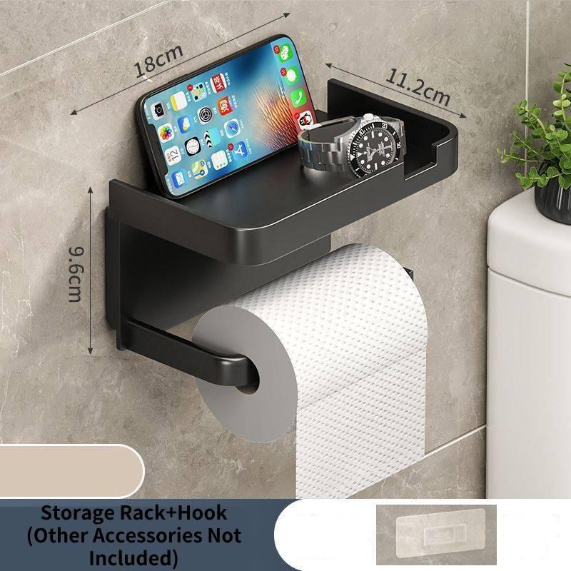 

Boxs Paper Toilet Punch Free Storage Rack Household Rolls Paper Mounts Wall чорний