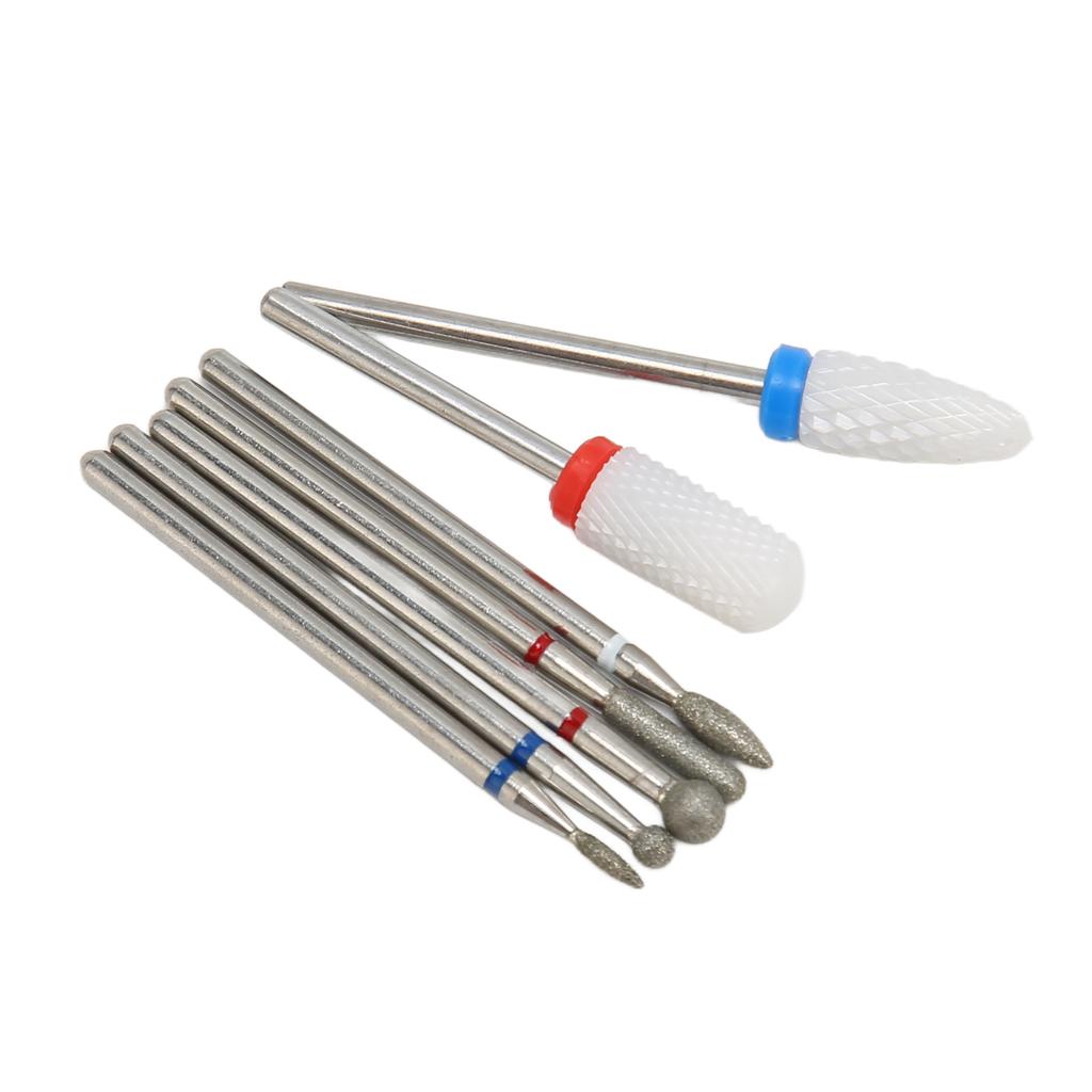 7pcs Nail Drill Bits Set Tungsten Ceramic Manicure Pedicure Left Right Handed Acrylic Gel Cuticle Remover Nail Bits