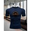 Tricou de compresie bleumarin pentru bărbați, personalizabil, cu imprimeu șablon logo „360 Photo Booth”, uscare rapidă, top pentru sală