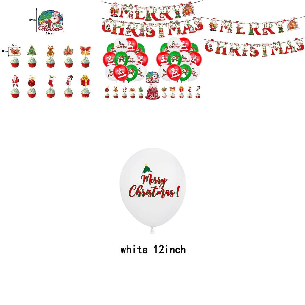 Lovingly Designed Merry Christmas Party Supplies Create A Magical Atmosphere With Balloons Banner And Cake Toppers