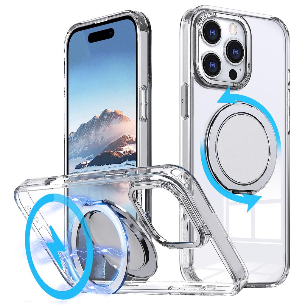 For iPhone 16 Pro Max Kickstand Case TPU+PC Back Phone Cover Compatible with MagSafe