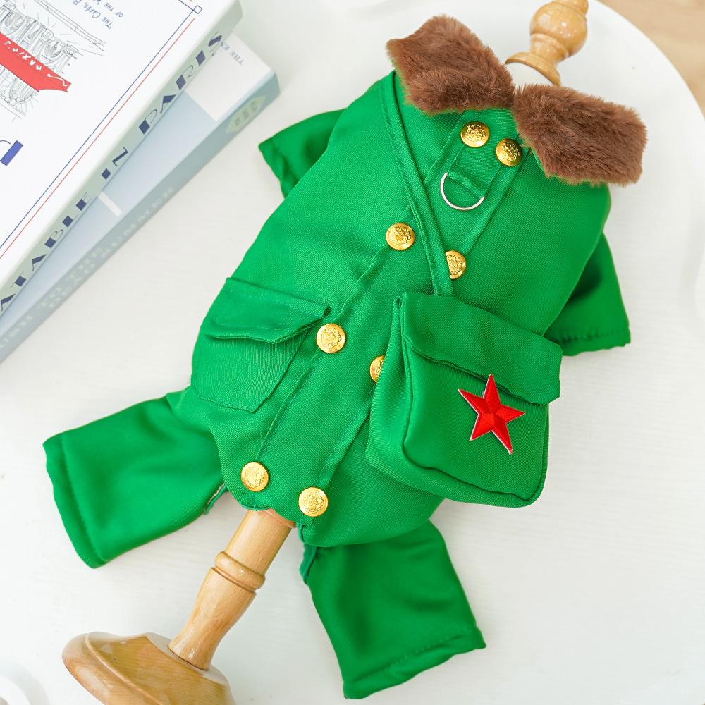 Dog Clothes Pet Clothing Medium-sized Dogs and Cats Can Be Traced To Keep Warm In Autumn and Winter Northeast Cold-proof Cotton Military Coat Supplies