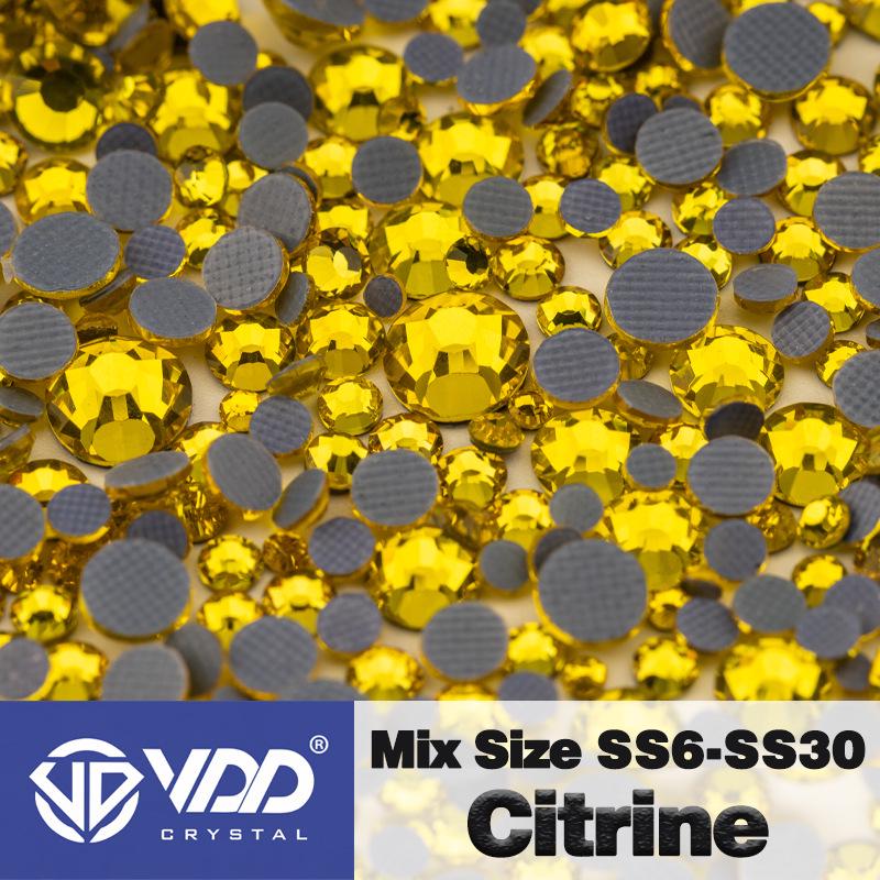 VDD High-Quality Mixed Size Rhinestones: SS6-SS30 Glass Crystal Hot Melt Adhesive Flat Back