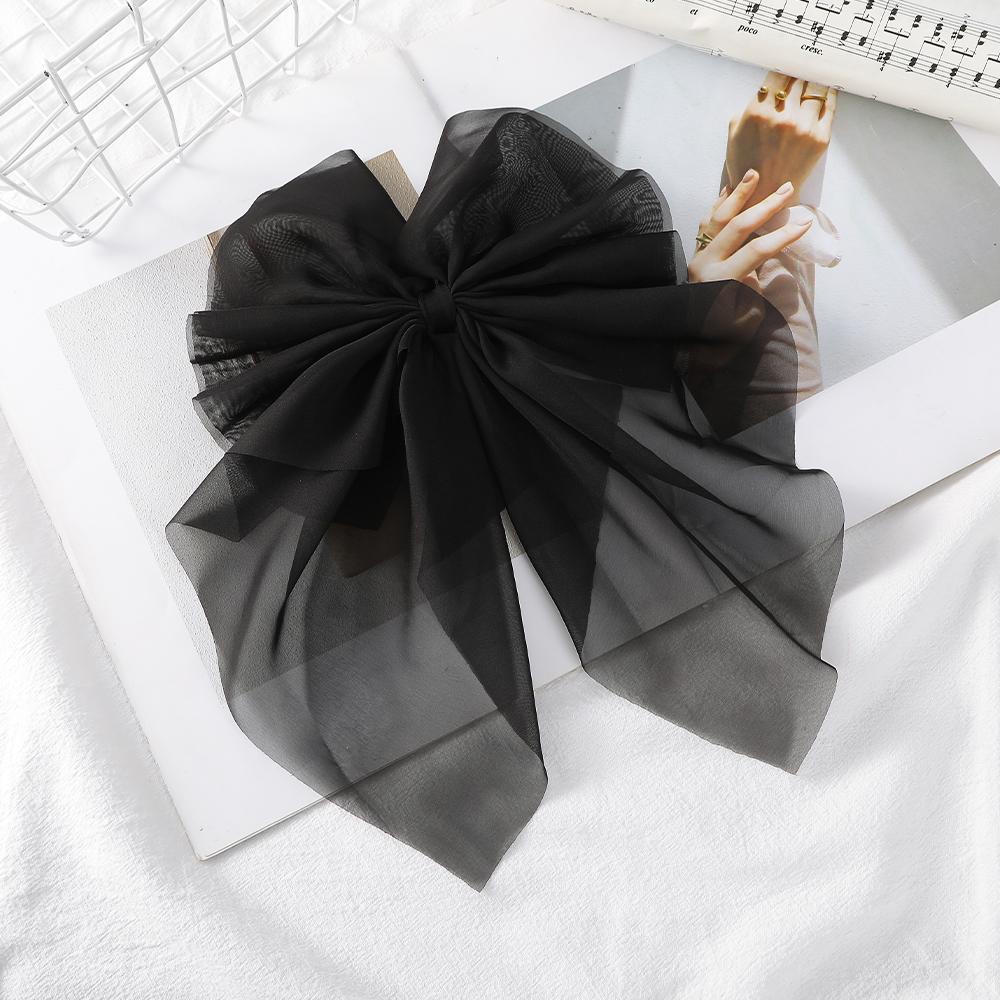 Mesh Streamer Bow Spring Clip Pink Large Bow Hairpin Girls Summer Ponytail Hair Clip Styling Hair Accessories Fashion Barrettes