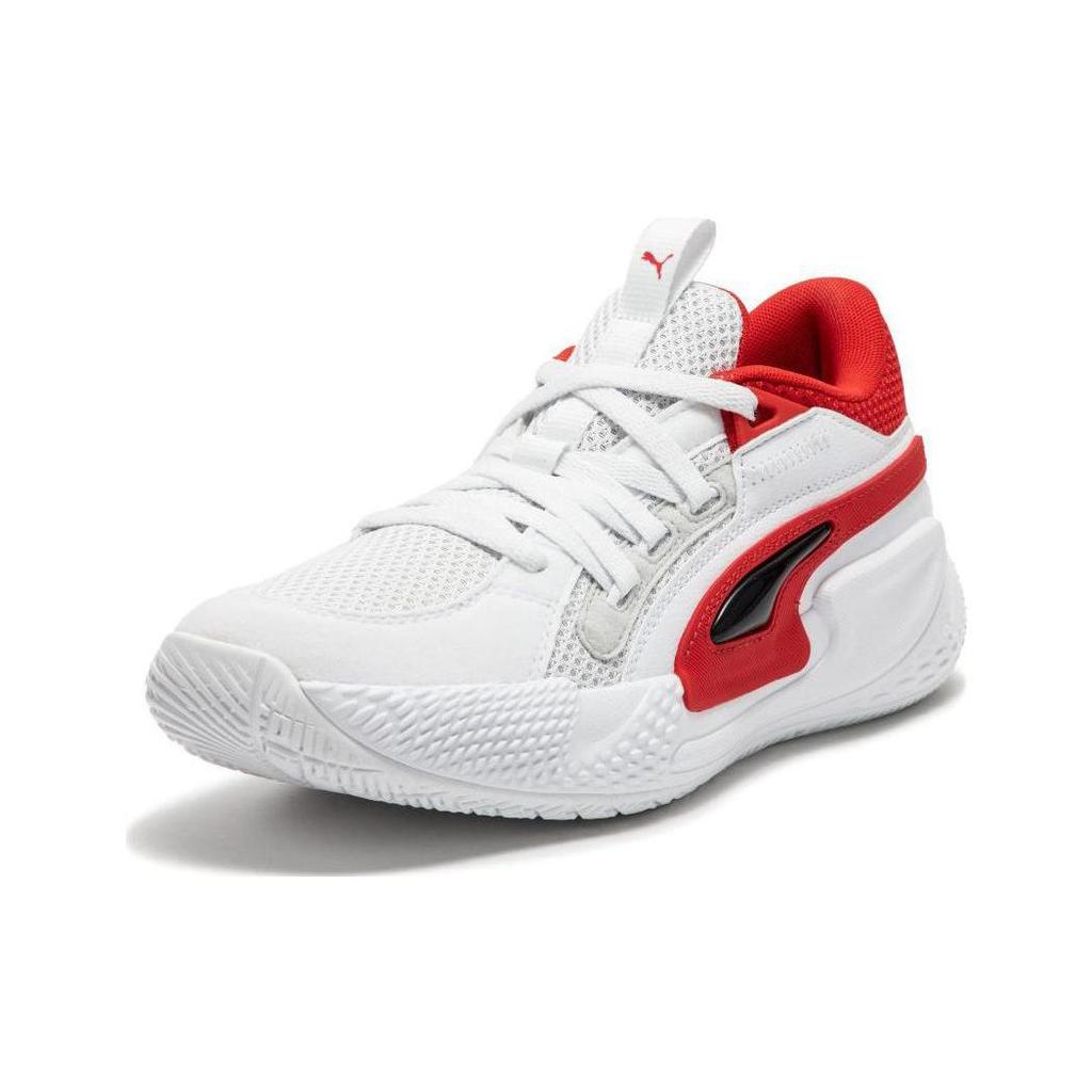 Puma Court Rider 1.0 Round Toe Lace-Up Low-Top Basketball Shoes Unisex Sneaker White Red 379013-04
