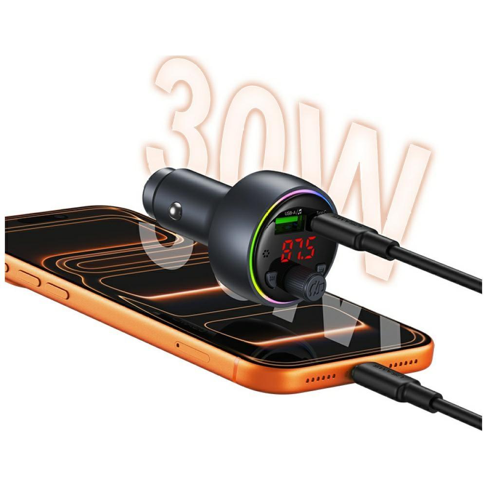 USAMS CC328 30W Car Charger 1xUSB-A 1xUSB-C Bluetooth FM tarnish