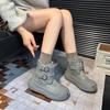 Thick-soled snow boots, new winter velvet thickened warm retro buckle with big head cotton boots