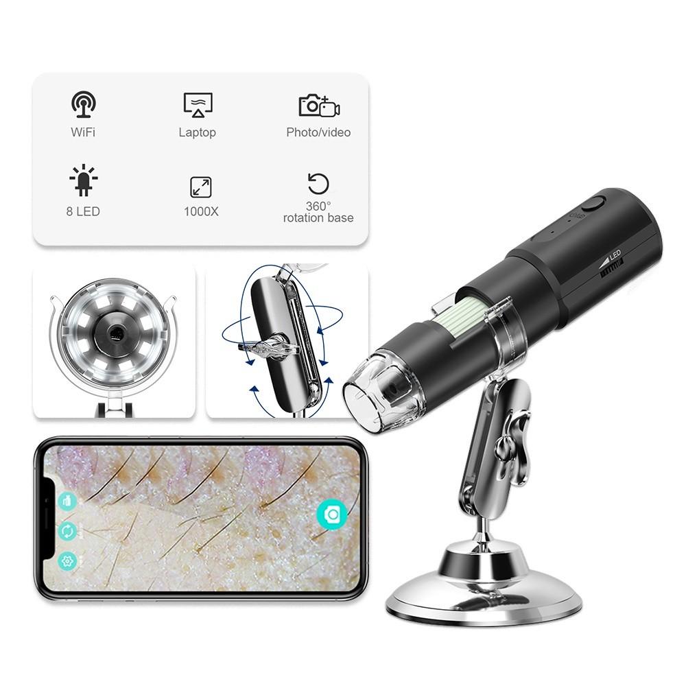 1000X Digital Video Camera 8 LED Skin Detector Analyzer Wireless Portable Zoom Microscope HD Magnifier