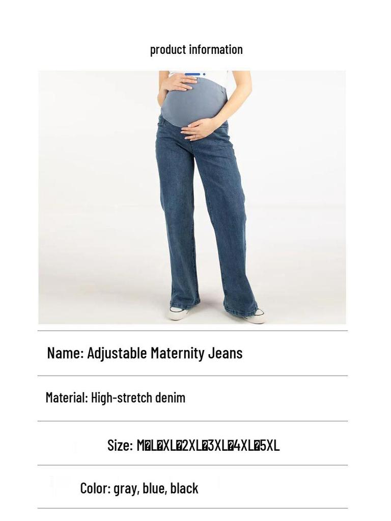 Stretch Straight-Leg Maternity Jeans - Wide-Leg, High-Quality for Spring, Autumn, Winter