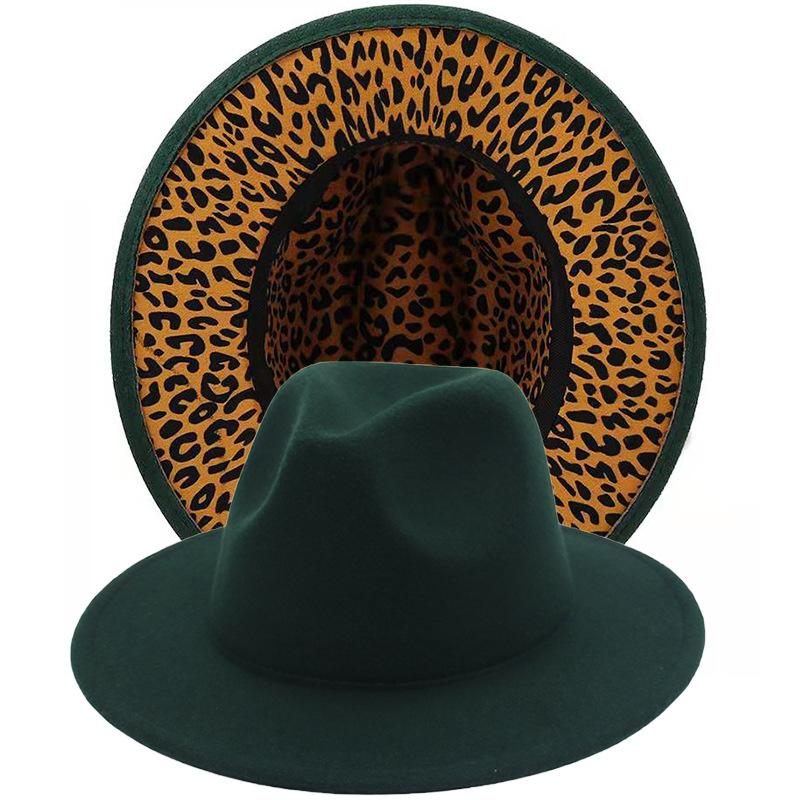 Leopard Print Inner 11 Color Top Hat Jazz Hat Felt Hat Big Brim Solid Color Cashmere Hat
