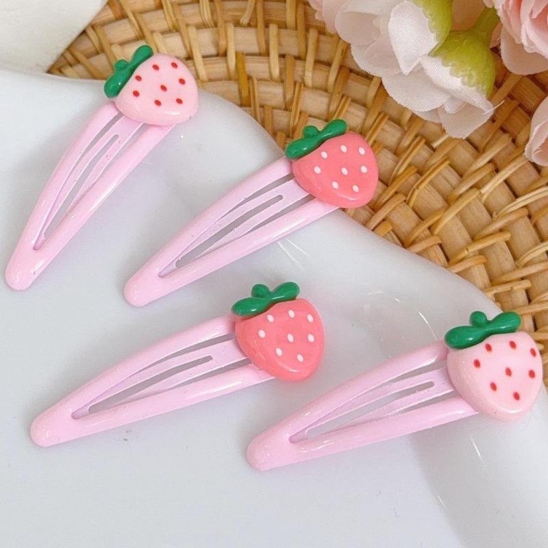 4-20pcs Cartoon Strawberry BB Clips Girl Heart Sweet Girl Side Clip Ins Versatile Cute Bangs Edge Clip Hair Clips