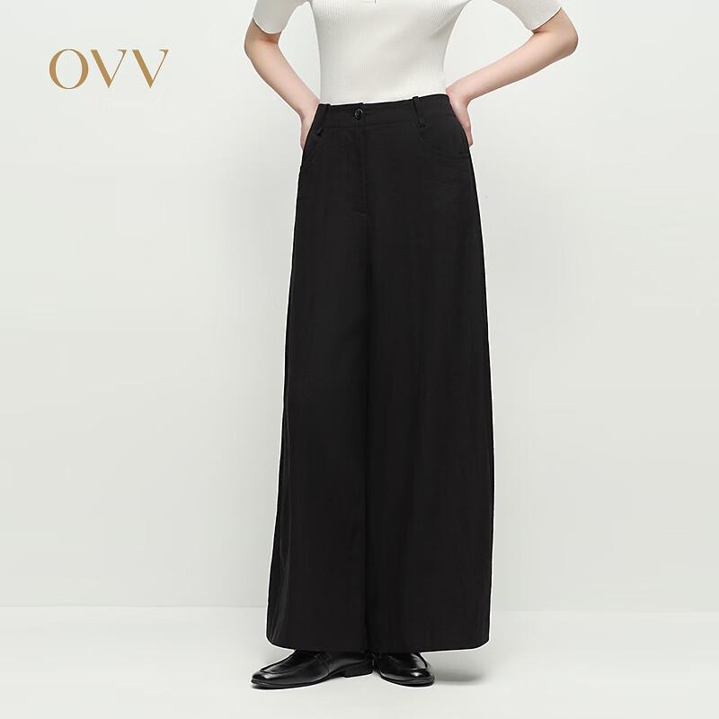 OVV Women s Classic Elastic Waist Wide-Leg Trousers M