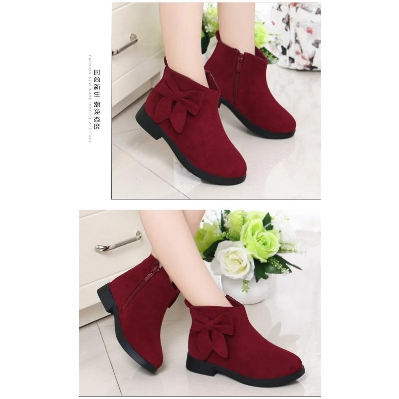 2025 Girls Fashion Boots Leather Sport Shoes For Girls Children Warm Boots Fashion Soft Bottom Princess Snow Boots Kids Sneakers