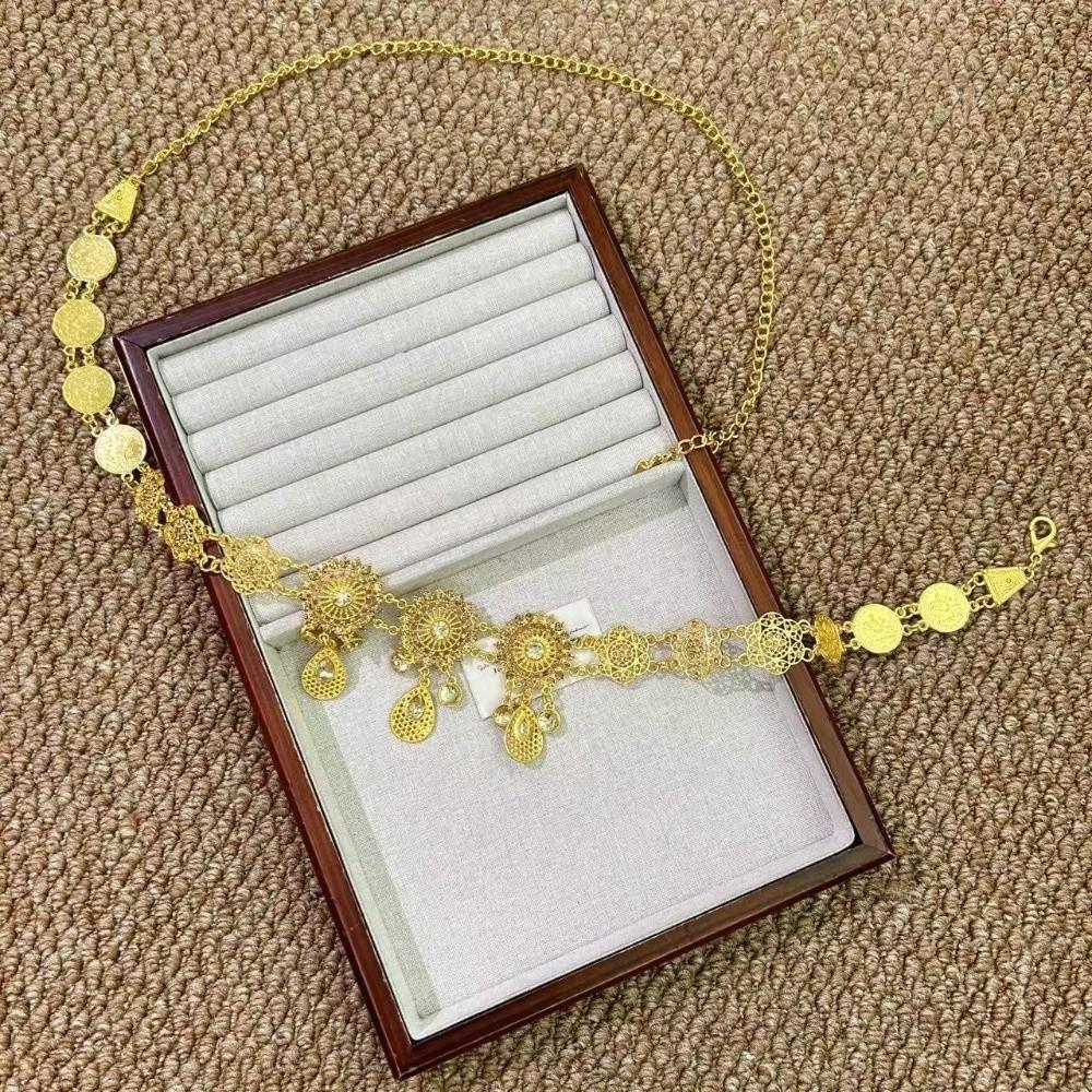 Metal Flower Belly Chains Rhinestone Hollow Out Belt New Waist Chain  Women