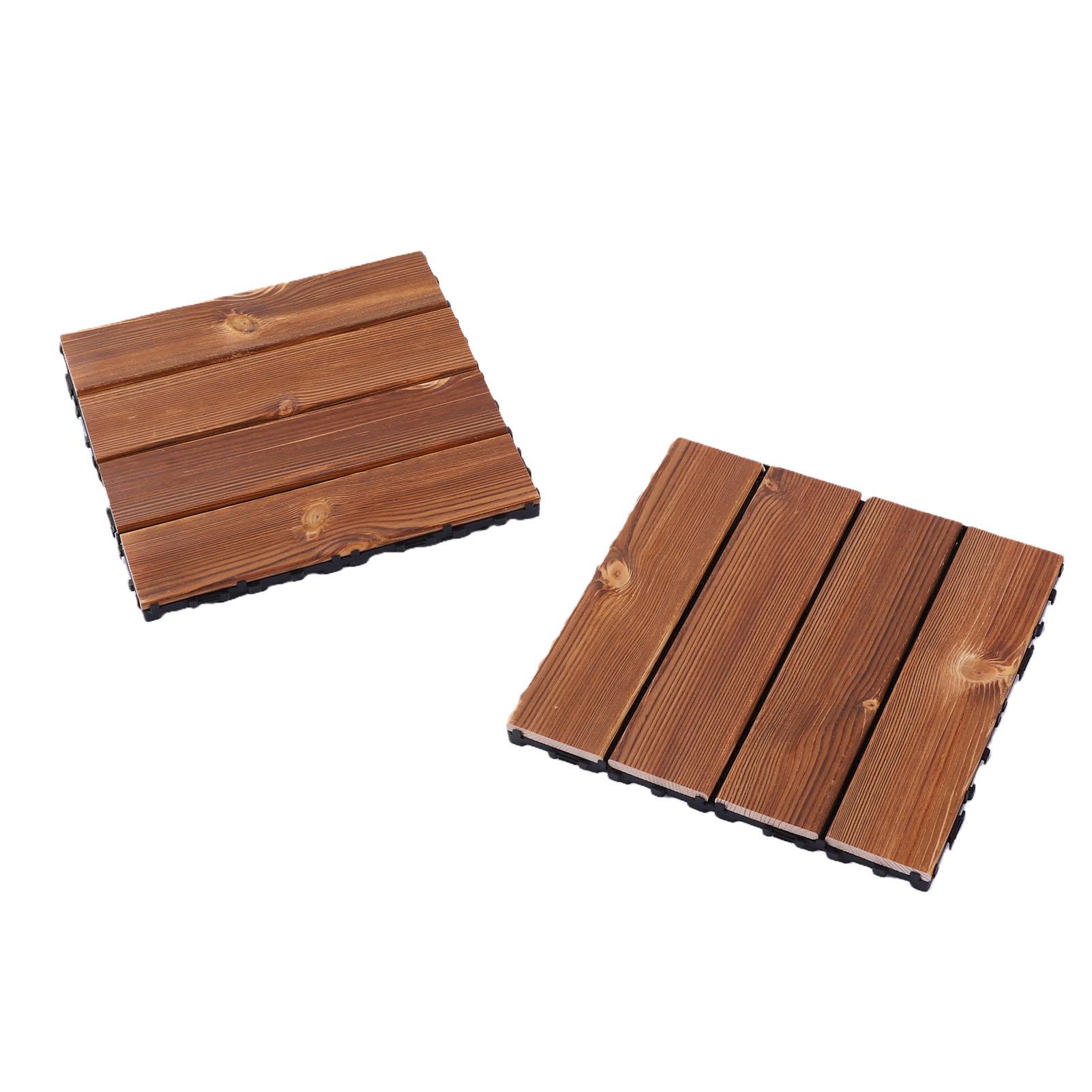 

31PCS Interlocking Wood Flooring Tiles Solid Wood Decking for Patio Balcony Outdoor Indoor Use 30x30cm