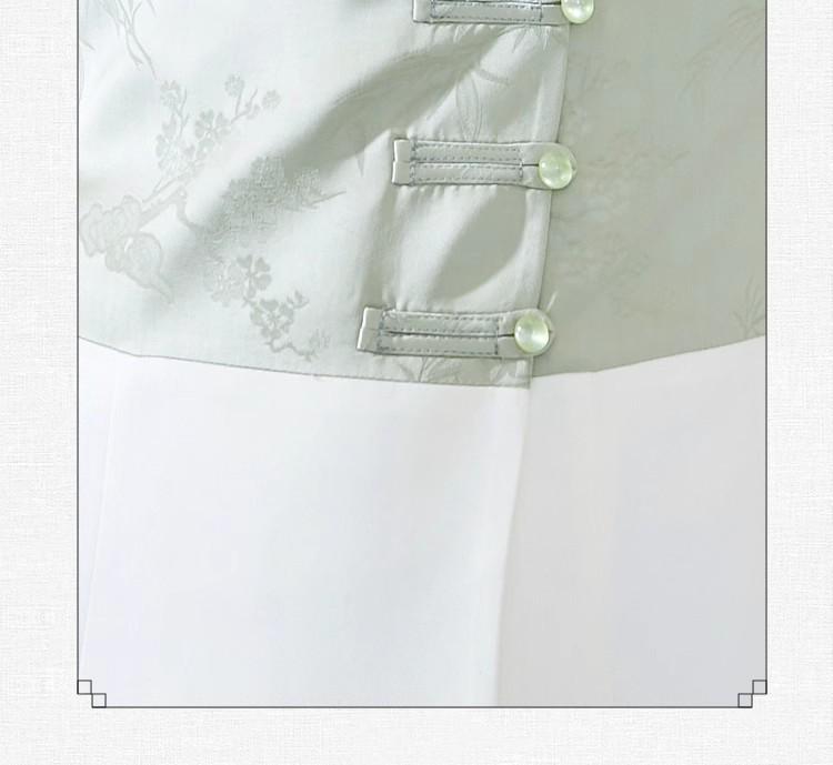 Summer Asymmetrical Color Block Chinese Style Dress - Women's Professional Short Sleeve Workwear