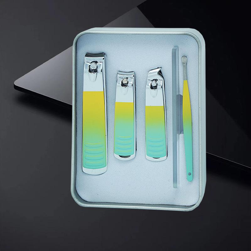 Nail Care Gift Set: Portable Tin Box with Clippers, Scissors, Tweezers, and Ear Spoon