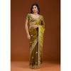 Wunderschöner Sari ist elegant mit schwerem Fandy Satinseiden-Sari dekoriert
