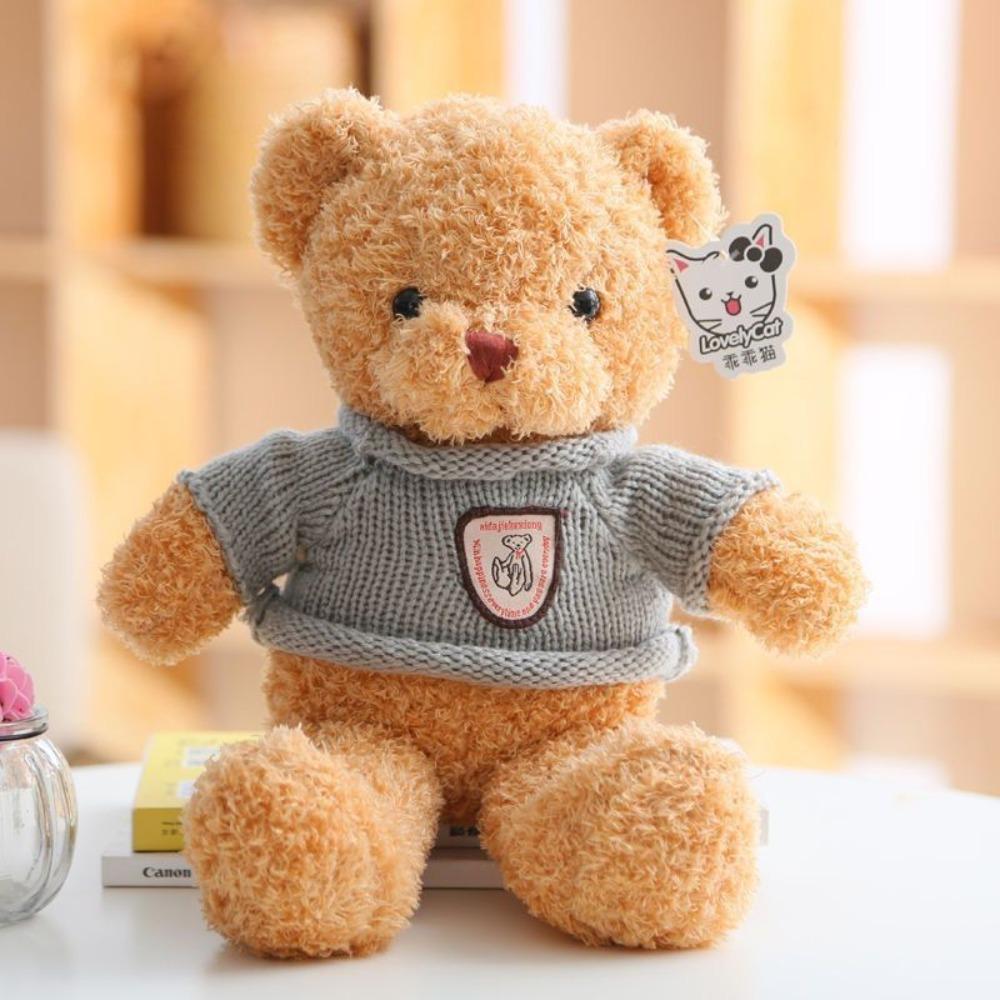 Sweater bear doll large throw pillow cute dress teddy bear doll birthday gift girl plush toy
