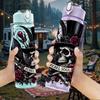 1PC Top Hat Skull Rose Dark Gothic Art 750ml Color Plastic Sports Water Bottle Leakproof Flip Straw Lid Suitable for Sports Office Home Use
