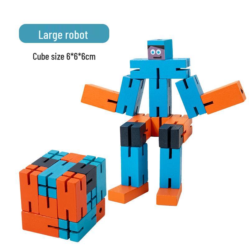 Children's Wooden Magic Cube Deformable Robot Puzzle – Educational and Brain-Teasing Toy